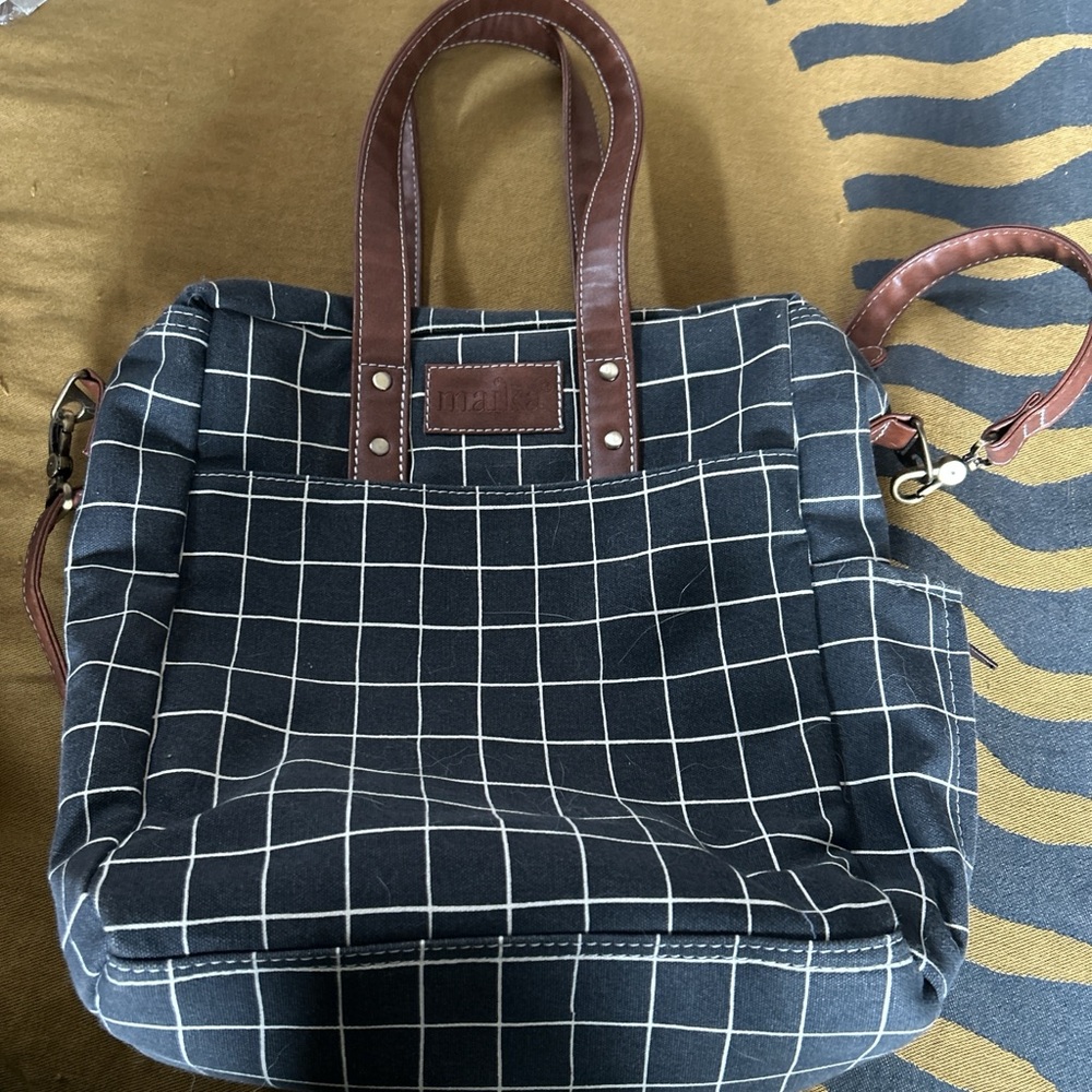 Black and White Grid Tote Bag